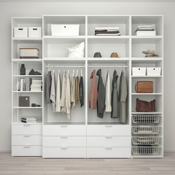 Ikea PLATSA - Wardrobe with 11 doors+9 drawers, white/FONNES white, 280x57x261 cm