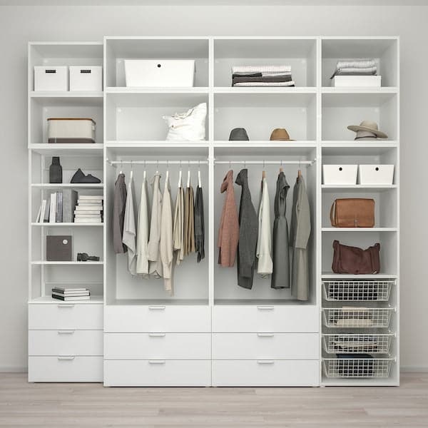 PLATSA - Wardrobe with 11 doors+9 drawers, white/FONNES white, 280x57x261 cm - best price from Maltashopper.com 39437411