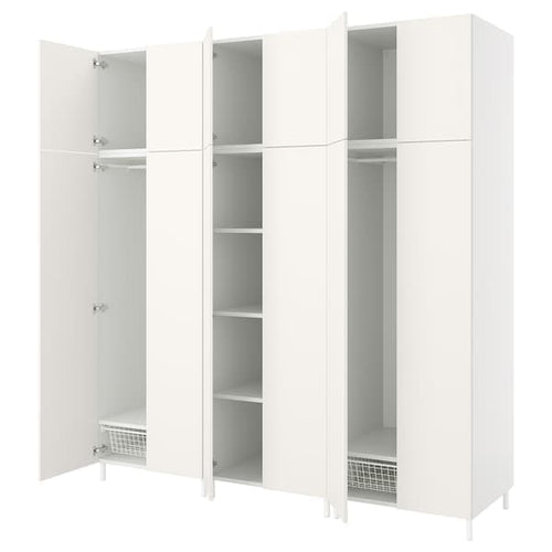 PLATSA - Wardrobe with 12 doors, white/Fonnes white, 240x57x251 cm