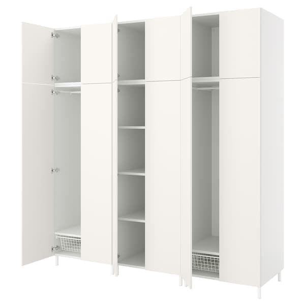 PLATSA - Wardrobe with 12 doors, white/Fonnes white, 240x57x251 cm