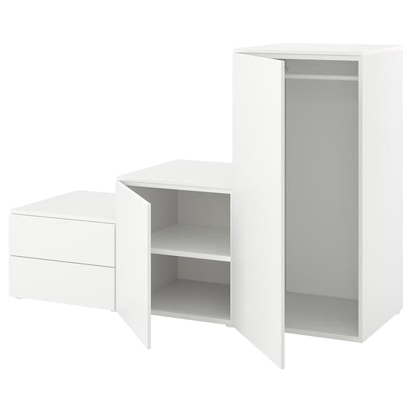 PLATSA - Wardrobe with 2 doors+2 drawers, white/Fonnes white, 180x57x123 cm - best price from Maltashopper.com 79436914