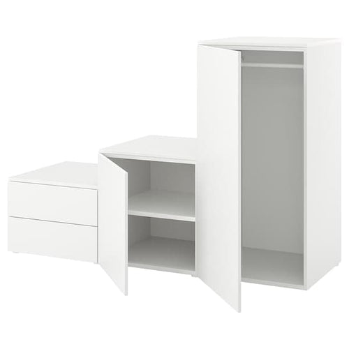 PLATSA - Wardrobe with 2 doors+2 drawers, white/Fonnes white, 180x57x123 cm