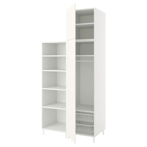 PLATSA - Wardrobe with 2 doors, white/Fonnes white, 120x57x251 cm