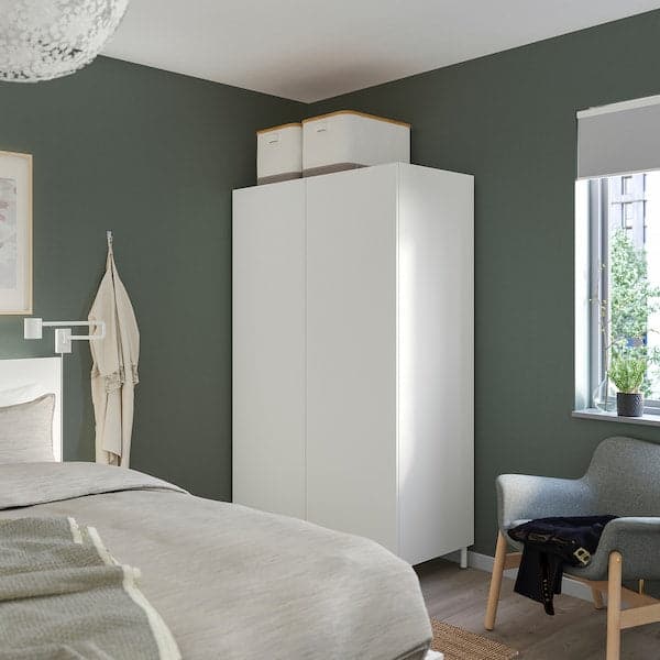 PLATSA - Wardrobe with 2 doors, white/Fonnes white, 120x57x191 cm - best price from Maltashopper.com 29424372