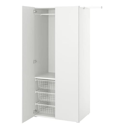 PLATSA - Wardrobe with 2 doors, white/Fonnes white, 110-127x57x181 cm