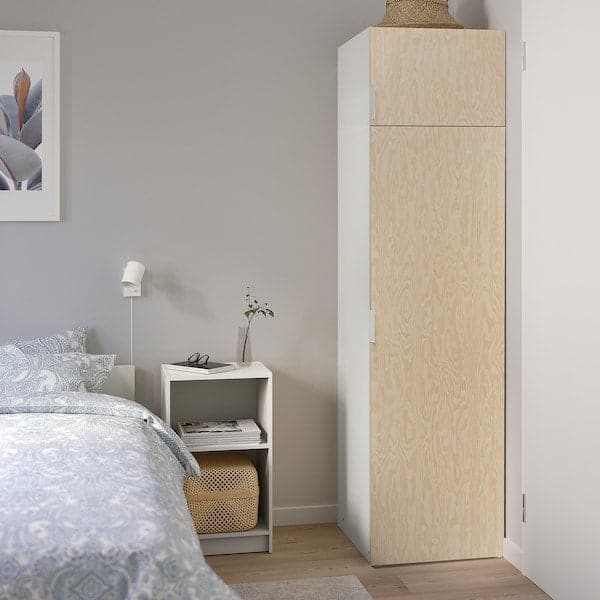 Ikea PLATSA - Wardrobe with 2 doors, white/Kalbåden lively pine effect, 60x57x221 cm