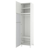 PLATSA wardrobe with 2 doors, white STRAUMEN mirror glass/FONNES white, 60x57x251 cm