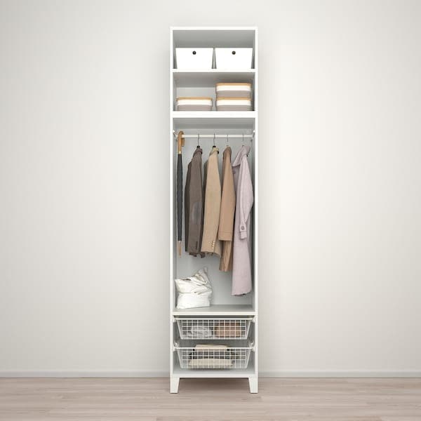 Ikea PLATSA - Wardrobe with 2 doors, white STRAUMEN mirror glass /FONNES white, 60x57x251 cm