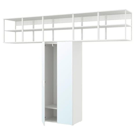 Ikea PLATSA - Wardrobe with 2 doors, white/STRAUMEN mirror glass , 320x42x241 cm