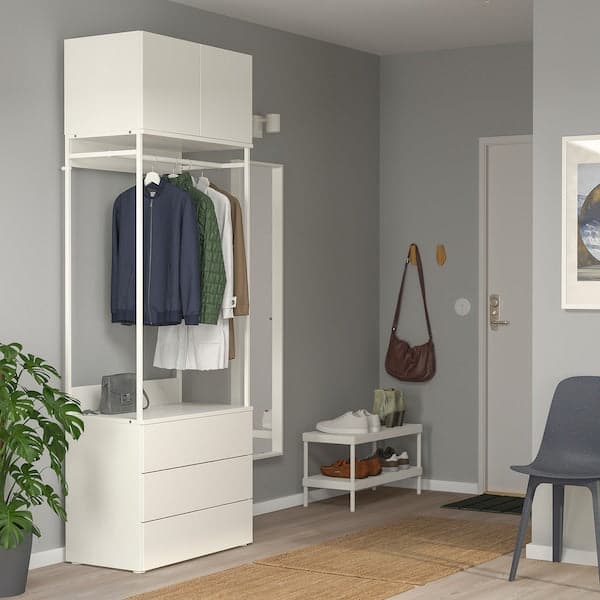 Ikea PLATSA - Wardrobe with 2 doors+3 drawers, white/Fonnes white, 80x42x221 cm
