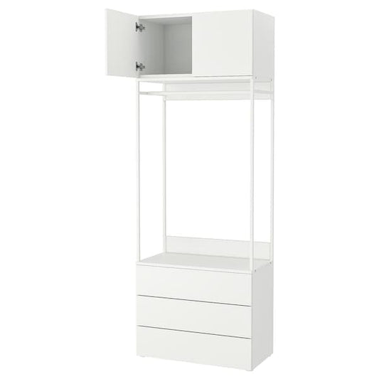 Ikea PLATSA - Wardrobe with 2 doors+3 drawers, white/Fonnes white, 80x42x221 cm