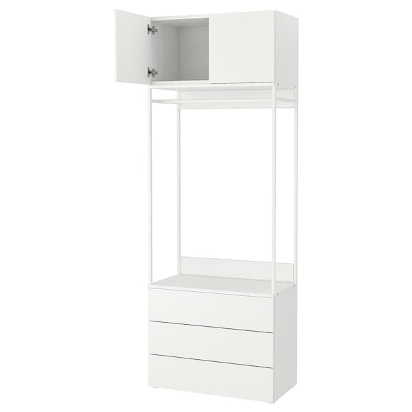 Ikea PLATSA - Wardrobe with 2 doors+3 drawers, white/Fonnes white, 80x42x221 cm