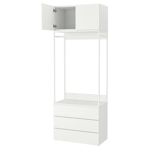 PLATSA - Wardrobe with 2 doors+3 drawers, white/Fonnes white, 80x42x221 cm
