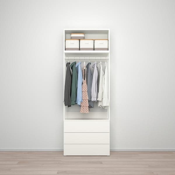 Ikea PLATSA - Wardrobe with 2 doors+3 drawers, white/Fonnes white, 80x42x221 cm