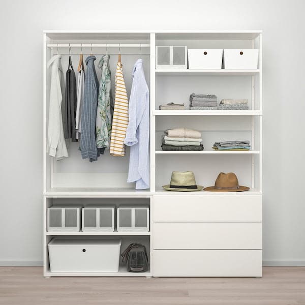 Ikea PLATSA - Wardrobe with 2 doors+3 drawers, white/Fonnes white, 160x42x181 cm