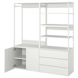 PLATSA wardrobe with 2 doors+3 drawers, white/Fonnes white, 160x42x181 cm