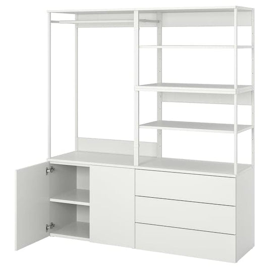 Ikea PLATSA - Wardrobe with 2 doors+3 drawers, white/Fonnes white, 160x42x181 cm