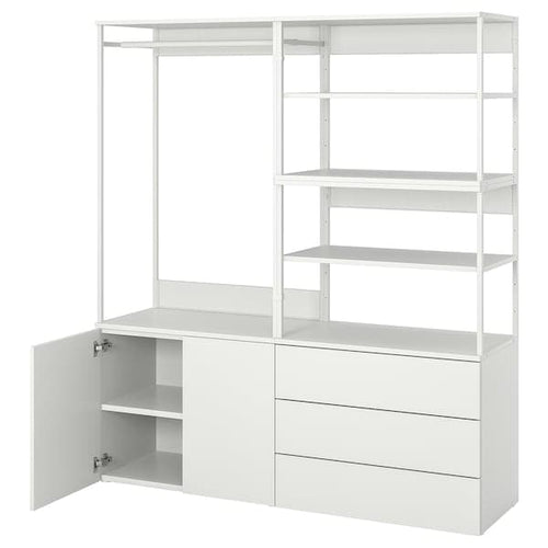 PLATSA - Wardrobe with 2 doors+3 drawers, white/Fonnes white, 160x42x181 cm