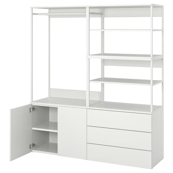 PLATSA - Wardrobe with 2 doors+3 drawers, white/Fonnes white, 160x42x181 cm