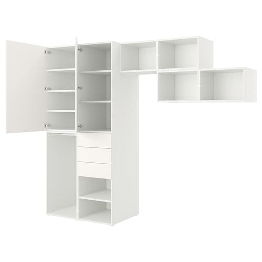 PLATSA - Wardrobe with 2 doors+3 drawers, white/FONNES white, 300x57x241 cm - best price from Maltashopper.com 29425357
