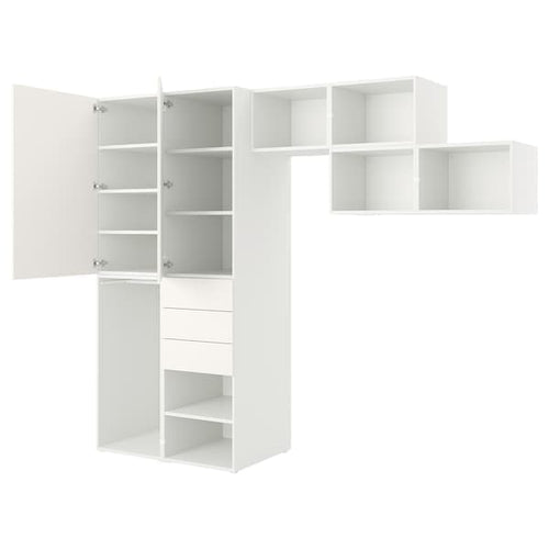 PLATSA - Wardrobe with 2 doors+3 drawers, white/FONNES white, 300x57x241 cm
