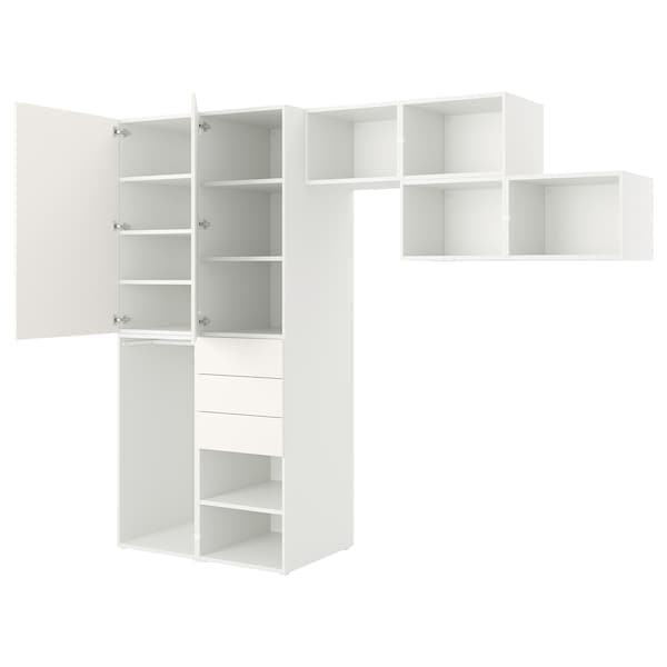 PLATSA - Wardrobe with 2 doors+3 drawers, white/FONNES white, 300x57x241 cm