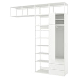 PLATSA wardrobe with 2 doors+3 drawers, white/Fonnes white, 240x42x261 cm