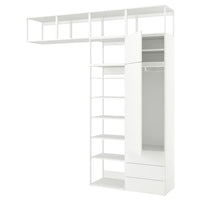 PLATSA - Wardrobe with 2 doors+3 drawers, white/Fonnes white, 240x42x261 cm - best price from Maltashopper.com 29437124