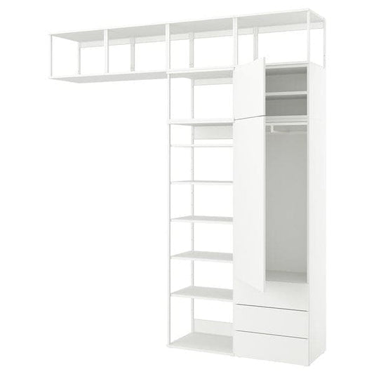 Ikea PLATSA - Wardrobe with 2 doors+3 drawers, white/Fonnes white, 240x42x261 cm