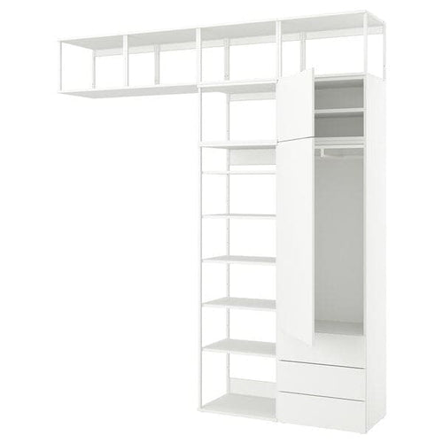 PLATSA - Wardrobe with 2 doors+3 drawers, white/Fonnes white, 240x42x261 cm