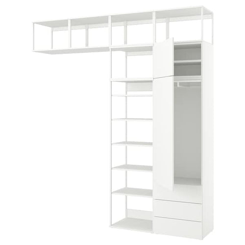 PLATSA - Wardrobe with 2 doors+3 drawers, white/Fonnes white, 240x42x261 cm