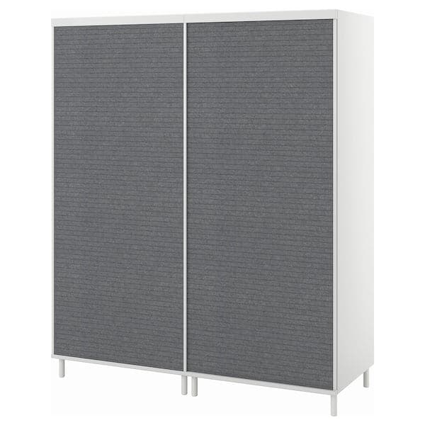 PLATSA - Wardrobe with 2 sliding doors, white Larkollen/dark grey, 160x57x191 cm - best price from Maltashopper.com 09494196