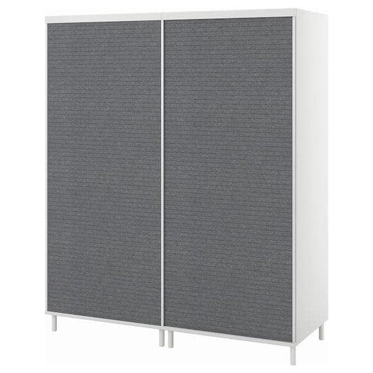 PLATSA - Wardrobe with 2 sliding doors, white Larkollen/dark grey, 160x57x191 cm - best price from Maltashopper.com 09494196
