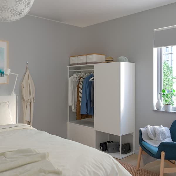 Ikea PLATSA - Wardrobe with 3 doors, white/Fonnes white, 140x42x161 cm