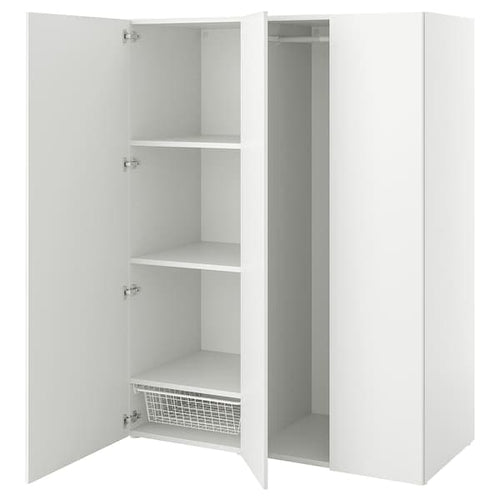 PLATSA - Wardrobe with 3 doors, white/Fonnes white, 140x57x181 cm