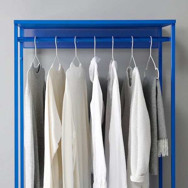 PLATSA - Wardrobe with 3 doors, white Kalbåden/blue, 140x42x191 cm