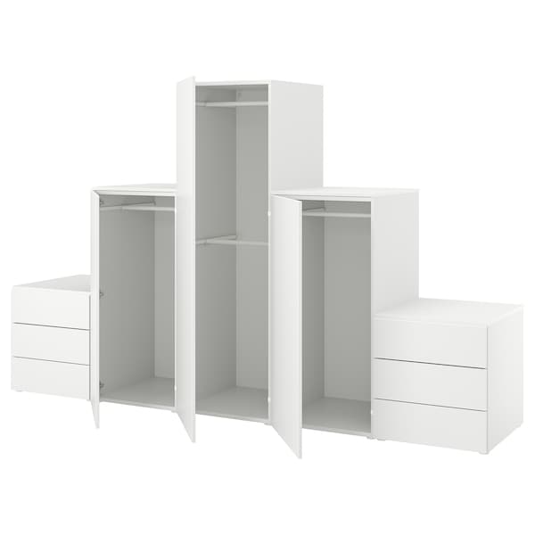 PLATSA - Wardrobe with 3 doors+6 drawers, white/Fonnes white, 300x57x181 cm - best price from Maltashopper.com 79436966