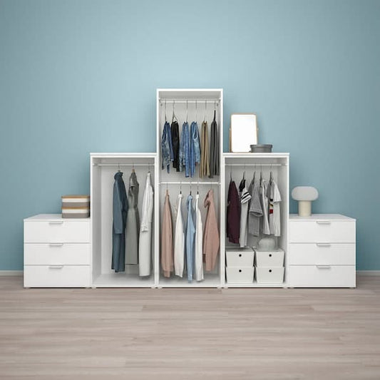 Ikea PLATSA - Wardrobe with 3 doors+6 drawers, white/Fonnes white, 300x57x181 cm