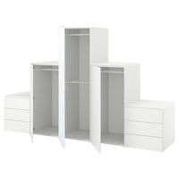 PLATSA - Wardrobe with 3 doors+6 drawers, white STRAUMEN mirror glass /FONNES white, 300x57x181 cm - best price from Maltashopper.com 19436969