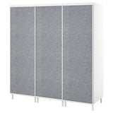 PLATSA wardrobe with 3 sliding doors, white Larkollen/dark grey, 180x57x191 cm