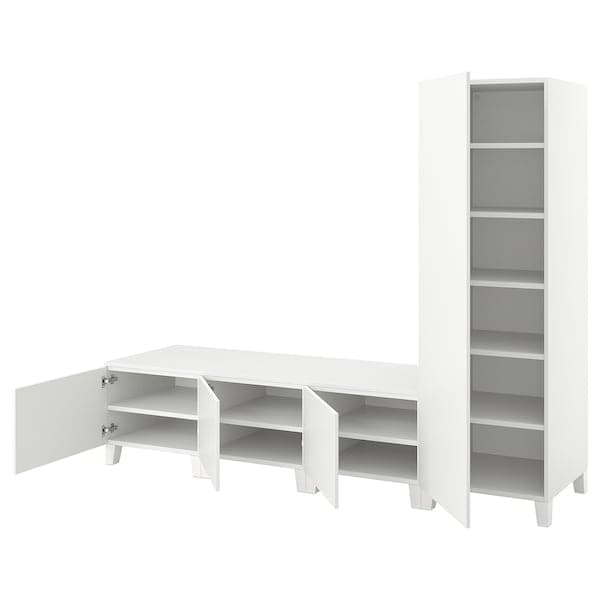 PLATSA - Wardrobe with 4 doors, white/Fonnes white, 240x57x191 cm