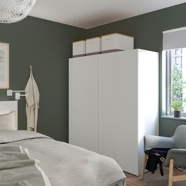 PLATSA - Wardrobe with 4 doors, white/Fonnes white, 160x57x181 cm - best price from Maltashopper.com 79425185