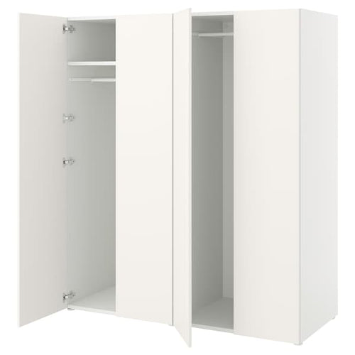 PLATSA - Wardrobe with 4 doors, white/Fonnes white, 160x57x181 cm