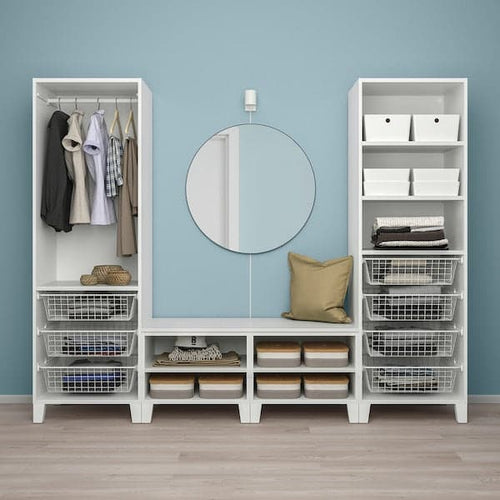 PLATSA - Wardrobe with 4 doors, white/Fonnes white, 240x57x191 cm