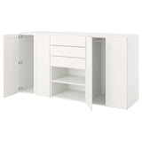 PLATSA wardrobe with 4 doors+3 drawers, white FONNES white/SANNIDAL white, 240x57x123 cm