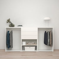 PLATSA - Wardrobe with 4 doors+3 drawers, white FONNES white/SANNIDAL white, 240x57x123 cm - best price from Maltashopper.com 19425150