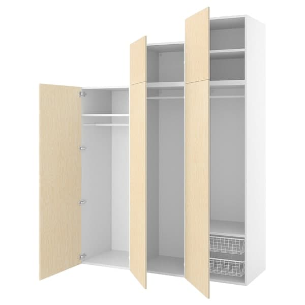 PLATSA - Wardrobe with 5 doors, white/Kalbåden lively pine effect, 180x57x241 cm - best price from Maltashopper.com 49500992