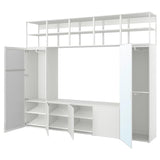 PLATSA wardrobe with 5 doors, white STRAUMEN mirror glass/FONNES white, 300x42x241 cm