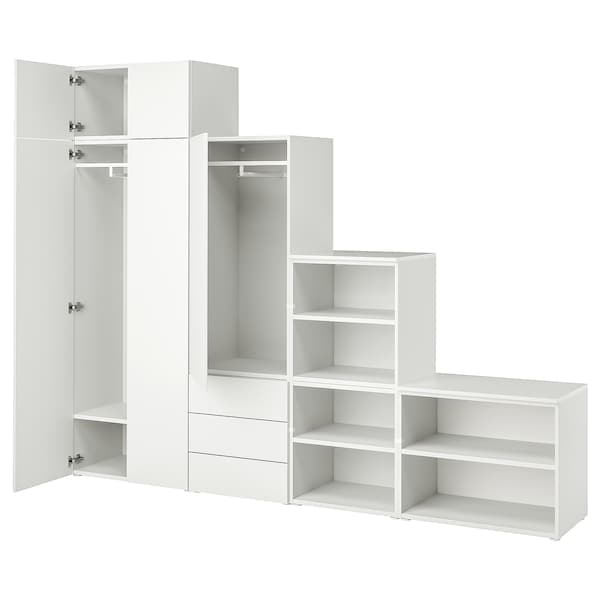 Ikea PLATSA - Wardrobe with 5 doors+3 drawers, white/Fonnes white, 280x42x221 cm