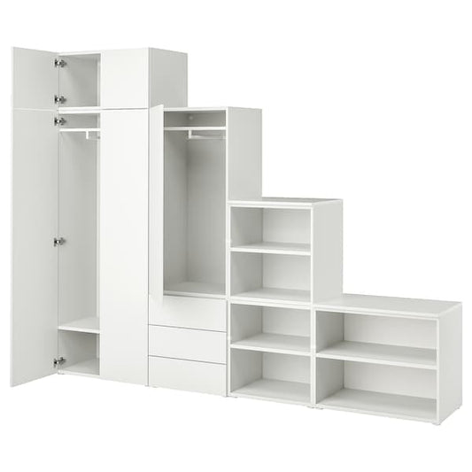 Ikea PLATSA - Wardrobe with 5 doors+3 drawers, white/Fonnes white, 280x42x221 cm
